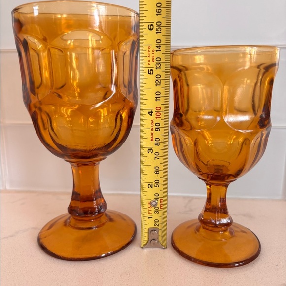 8 Large and 14 Small Vintage Libbey Glass Co. Amber Ashburton Glasses Barware - Picture 6 of 7